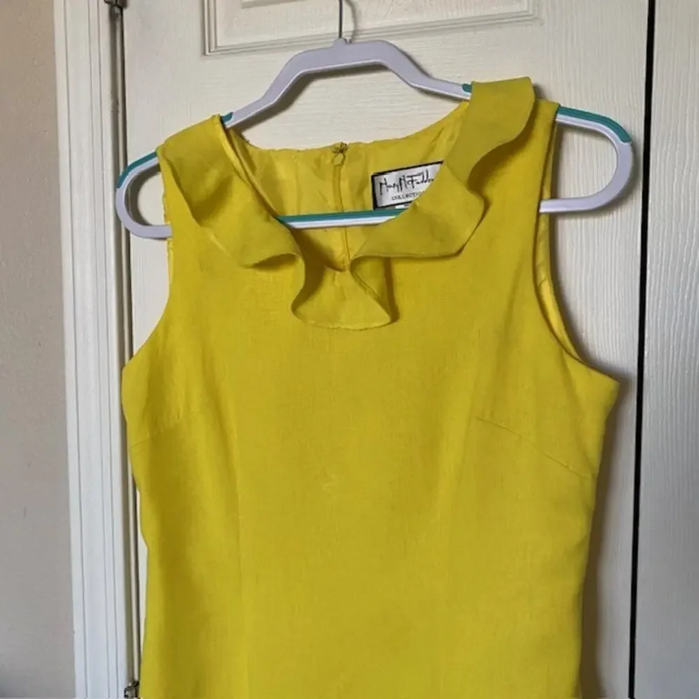 Mary‎ McFadden Collection Linen Blend Dress Sleeveless Yellow Lined Women's 6